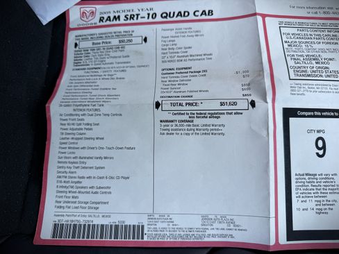 Used 2005 Dodge Ram SRT-10 SRT-10 image 41