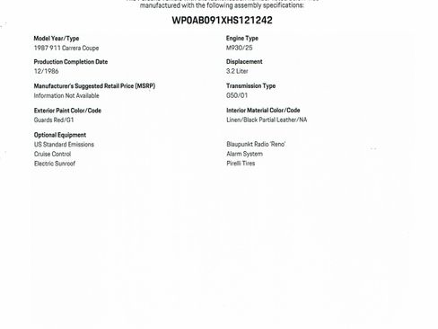 Used 1987 Porsche 911 Carrera image 69