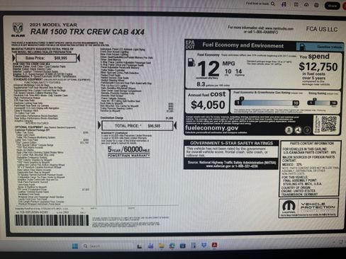 Used 2021 RAM 1500 4x4 Crew Cab TRX image 40
