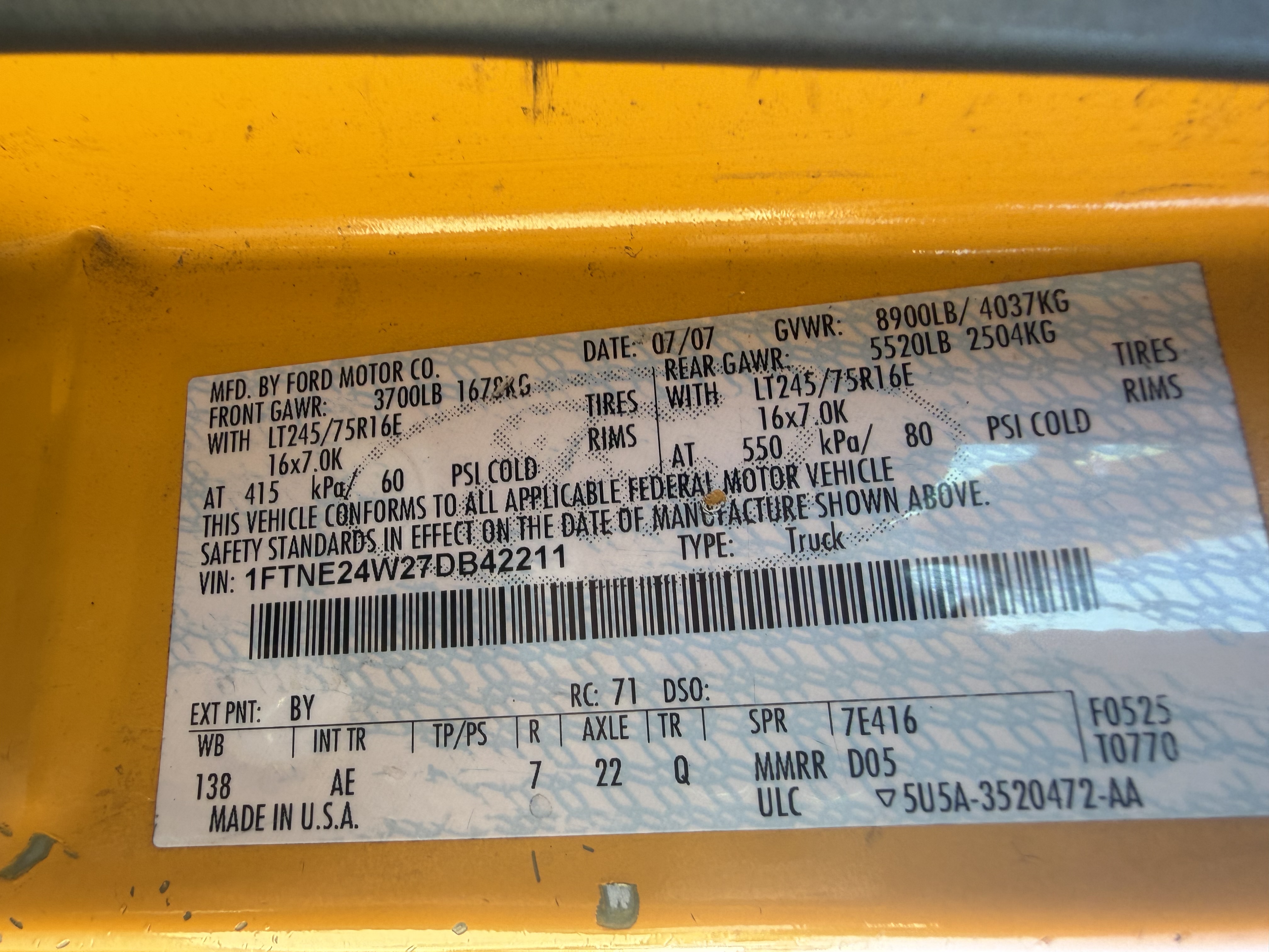 Used 2007 Ford E-250 and Econoline 250 UNAVAIL RWD image 14