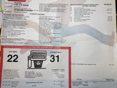 Used 2007 Toyota Avalon Limited image 7