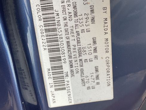 Used 2003 MAZDA MX-5 Miata SE image 8