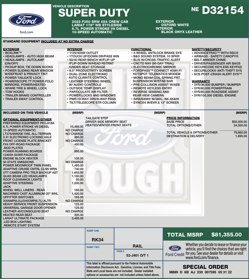 Used 2022 Ford F350 4X4 Crew Cab Lariat image 21