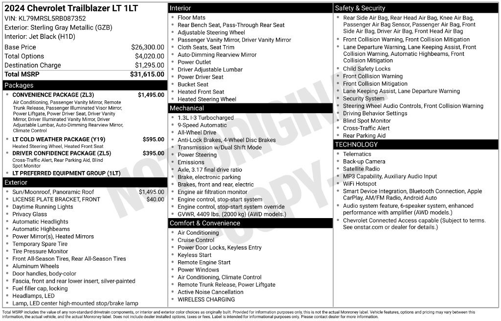 Used 2024 Chevrolet TrailBlazer LT w/ Convenience Package AWD/4WD image 32