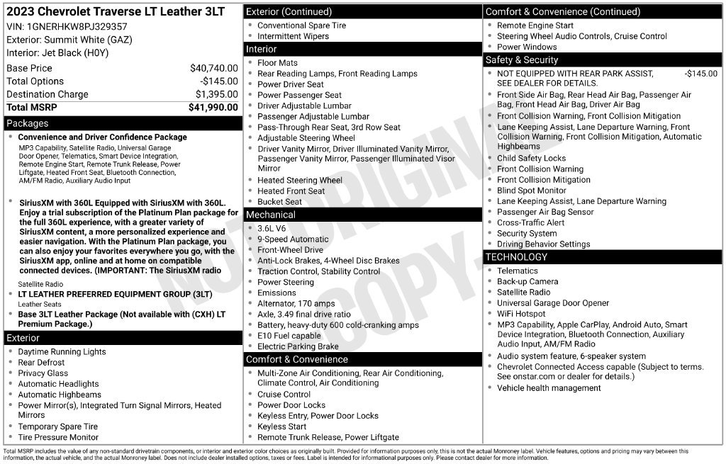 Used 2023 Chevrolet Traverse LT FWD image 6
