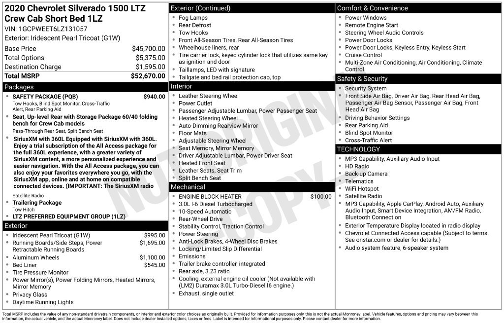 Used 2020 Chevrolet Silverado 1500 LTZ w/ Safety Package RWD image 47