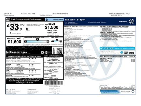 Used 2025 Volkswagen Jetta Sport FWD image 2