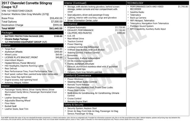 Used 2017 Chevrolet Corvette Stingray Coupe w/ Battery Protection Package RWD image 12