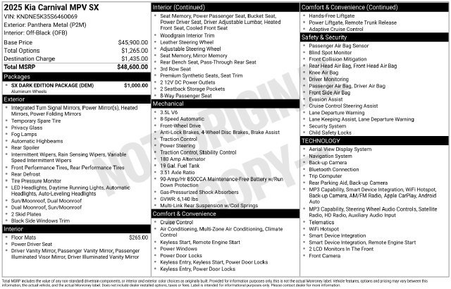 Used 2025 Kia Carnival SX w/ SX Dark Edition Package FWD image 8