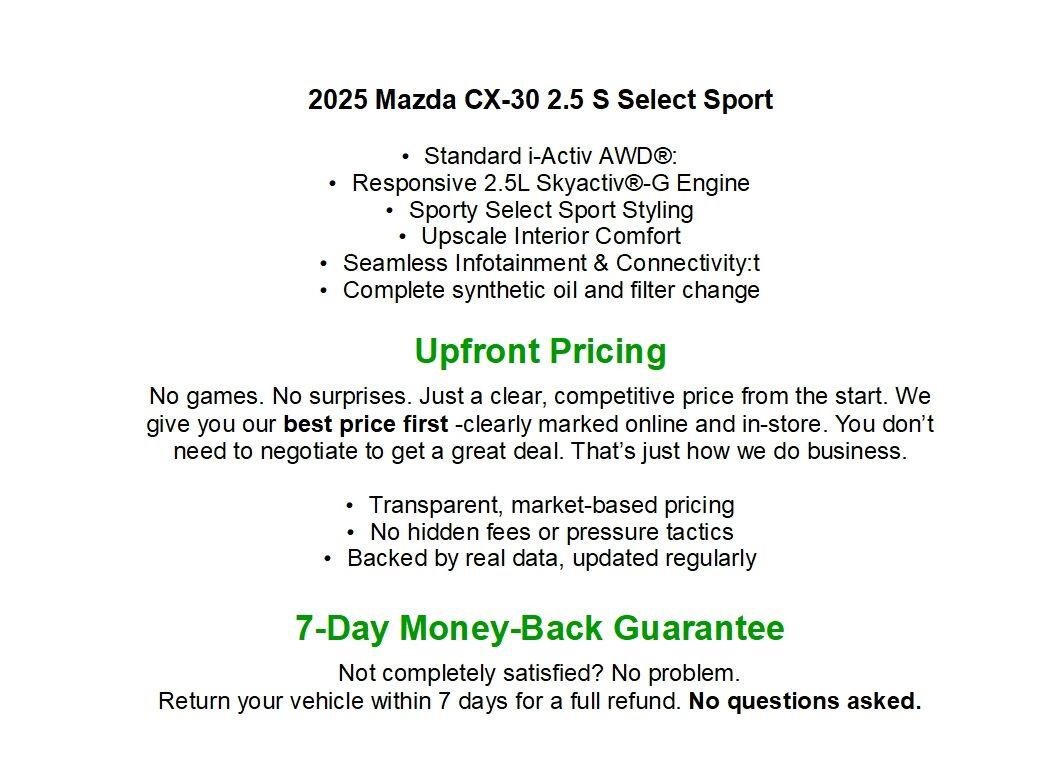 Used 2025 MAZDA CX-30 AWD 2.5 S w/ Select Sport Pkg image 2