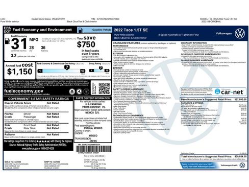Used 2022 Volkswagen Taos SE image 2