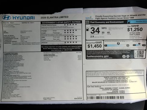 New 2026 Hyundai Elantra Limited image 33