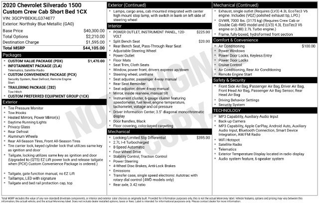 Used 2020 Chevrolet Silverado 1500 Custom w/ Custom Value Package AWD/4WD image 24