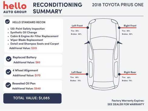 Used 2018 Toyota Prius One w/ Carpet Mat Package FWD image 3