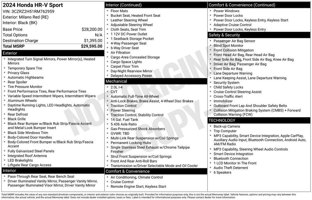 Certified 2024 Honda HR-V Sport image 40