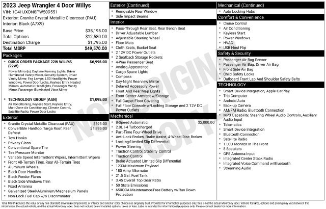 Used 2023 Jeep Wrangler Unlimited Sport AWD/4WD image 6