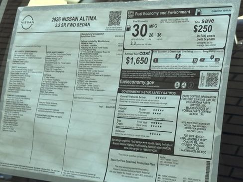 New 2026 Nissan Altima 2.5 SR w/ SR Premium Package FWD image 17