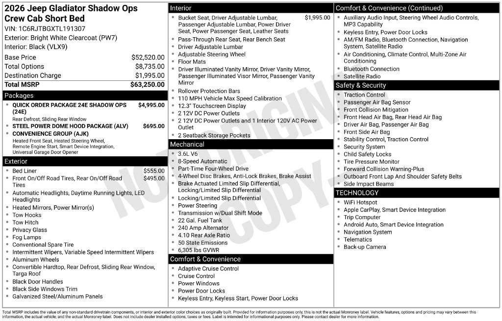 New 2026 Jeep Gladiator Rubicon AWD/4WD image 6