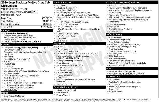 New 2026 Jeep Gladiator Mojave AWD/4WD image 5