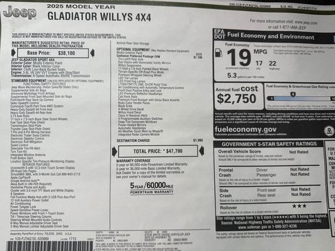 New 2025 Jeep Gladiator Sport image 27