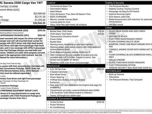Used 2020 GMC Savana 2500 w/ Driver Convenience Package RWD image 17