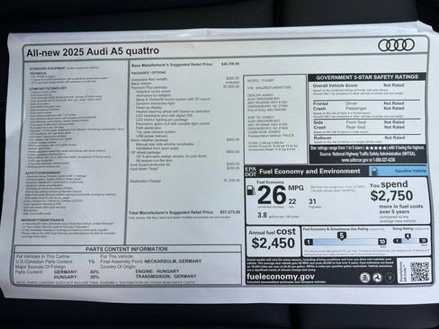 New 2025 Audi A5 2.0T Premium Plus image 33