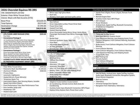 New 2026 Chevrolet Equinox RS w/ LPO, Floor Liner Package AWD/4WD image 34