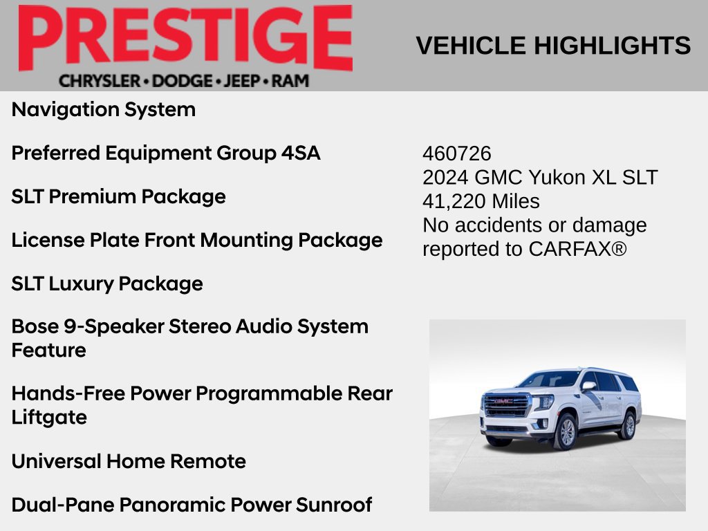 Used 2024 GMC Yukon XL SLT w/ SLT Premium Package AWD/4WD image 2
