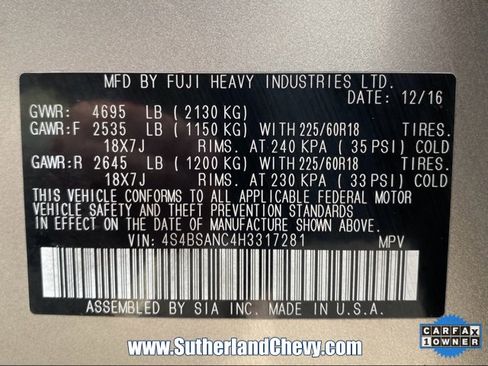 Used 2017 Subaru Outback 2.5i Limited image 47