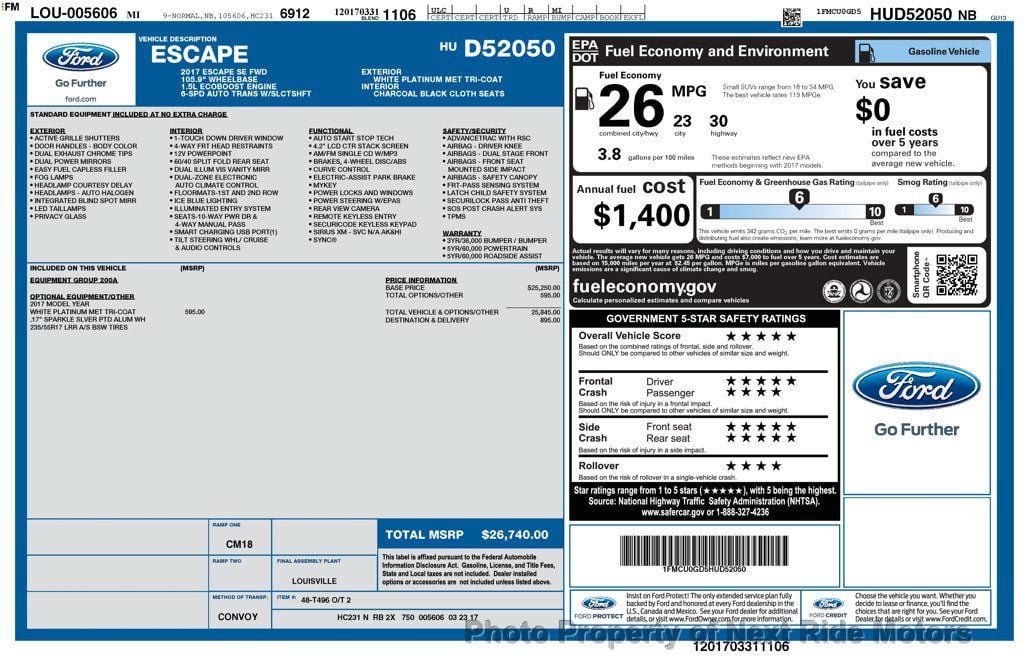 Used 2017 Ford Escape SE FWD image 29
