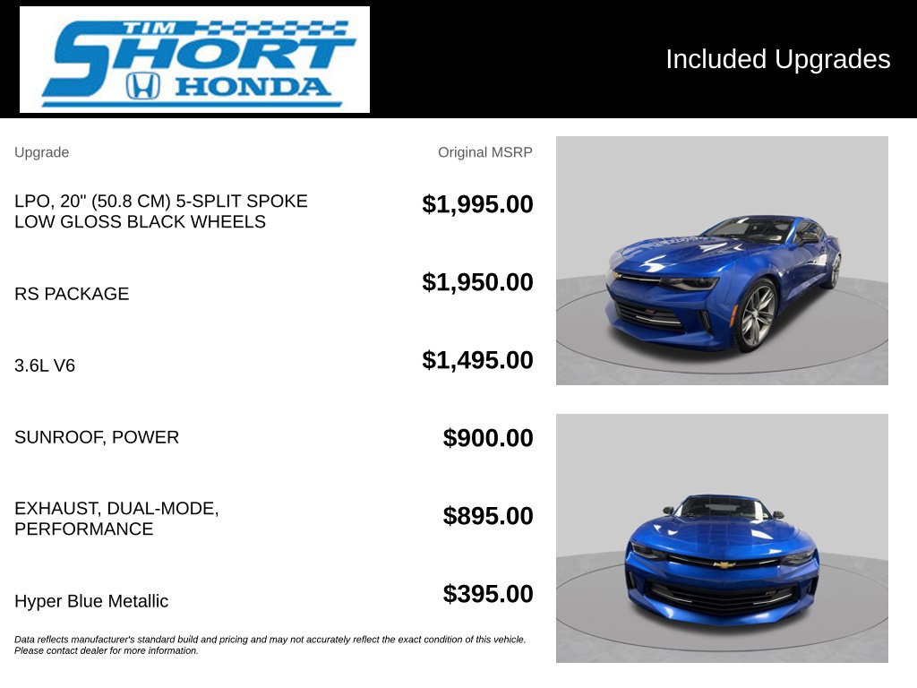 Used 2017 Chevrolet Camaro LT w/ RS Package RWD image 6