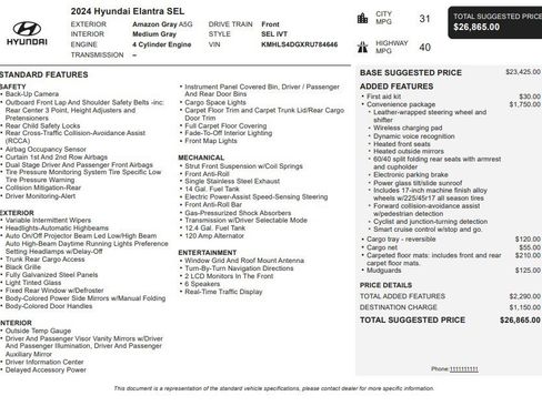 Used 2024 Hyundai Elantra SEL w/ Convenience Package FWD image 36
