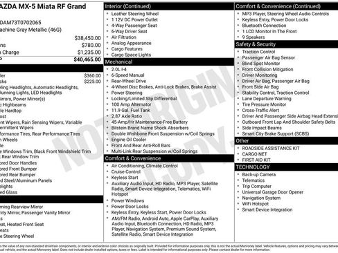 New 2026 MAZDA MX-5 Miata RF Grand Touring image 38