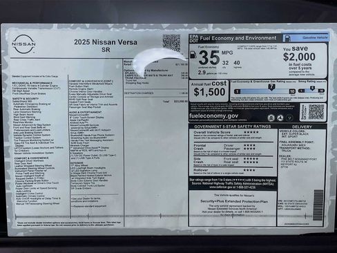 Used 2025 Nissan Versa SR w/ Trunk Package FWD image 6