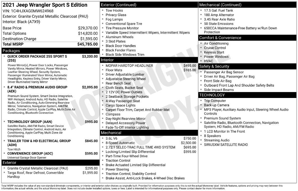 Certified 2021 Jeep Wrangler Sport AWD/4WD image 8