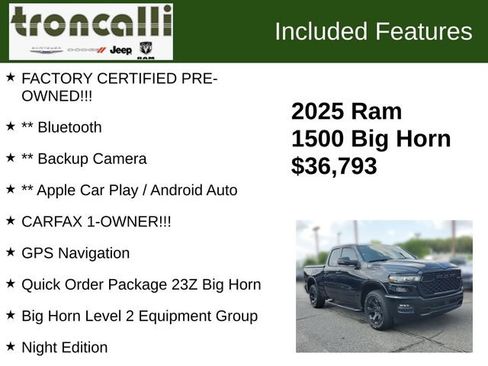 Certified 2025 RAM 1500 Big Horn RWD image 5
