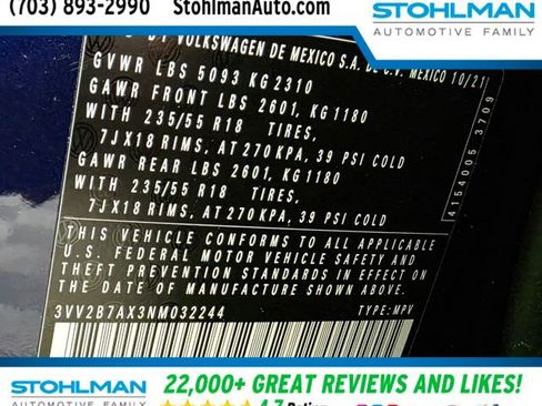 Used 2022 Volkswagen Tiguan SE w/ Panoramic Sunroof Package image 39