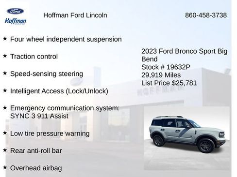 Certified 2023 Ford Bronco Sport Big Bend w/ Convenience Package AWD/4WD image 24