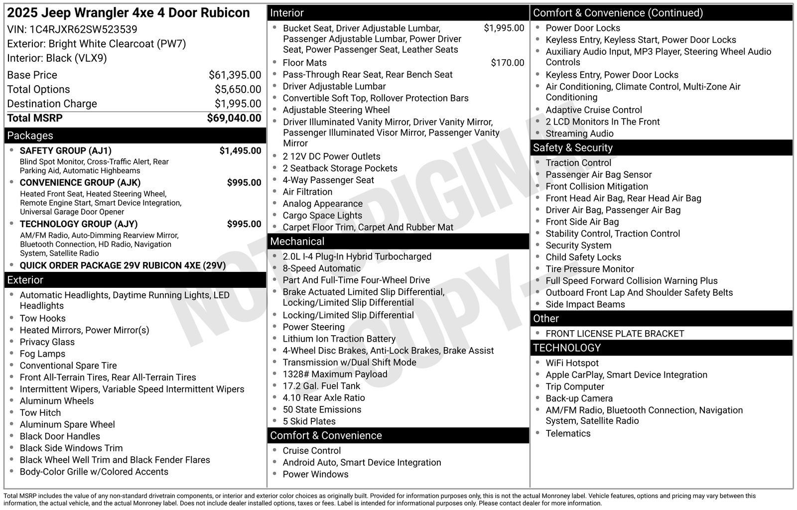 New 2025 Jeep Wrangler Unlimited Rubicon 4xe w/ Safety Group AWD/4WD image 30