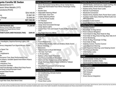 Used 2023 Toyota Corolla SE w/ SE Premium Package FWD image 2