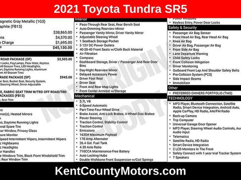 Used 2021 Toyota Tundra SR5 w/ TRD Off-Road Package AWD/4WD image 1