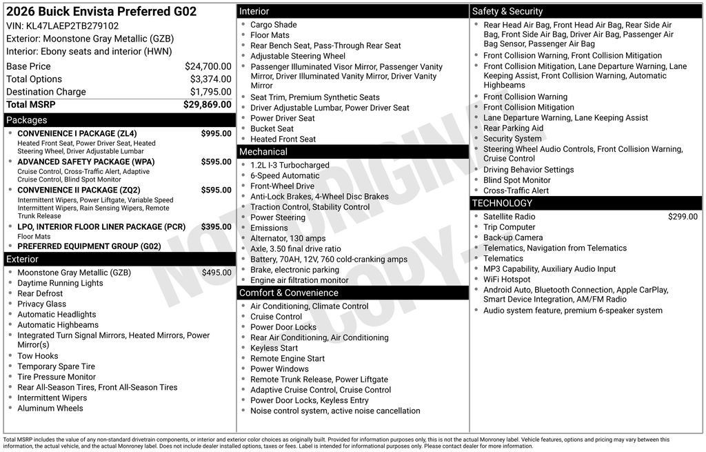 New 2026 Buick Envista Preferred w/ Convenience I Package FWD image 24