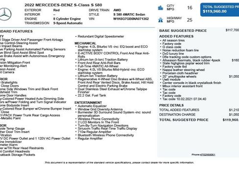 Used 2022 Mercedes-Benz S 580 4MATIC Sedan image 3