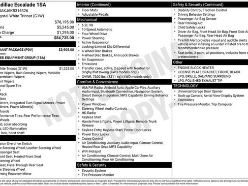 Used 2019 Cadillac Escalade 4WD w/ LPO, Radiant Package image 37