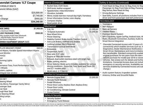 Used 2020 Chevrolet Camaro LT w/ RS Package RWD image 5