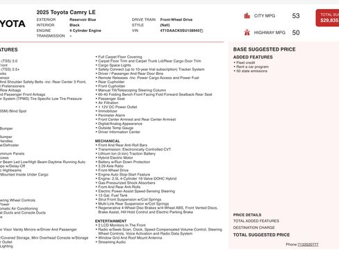 Used 2025 Toyota Camry LE image 5