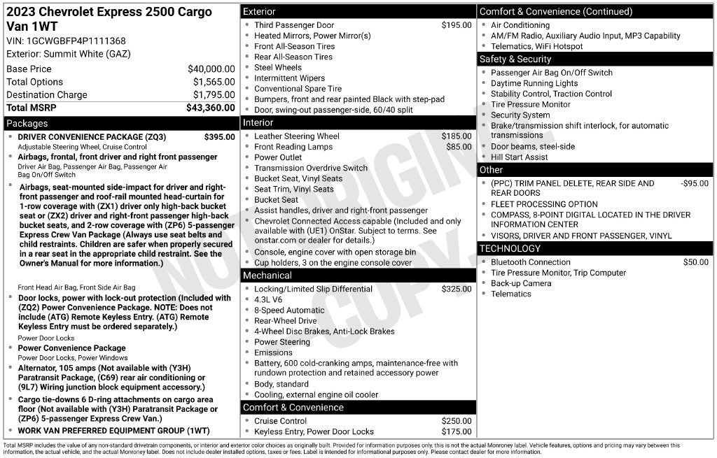 Used 2023 Chevrolet Express 2500 Extended w/ Driver Convenience Package RWD image 22