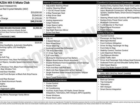 New 2025 MAZDA MX-5 Miata Club w/ Brembo/BBS Recaro Package image 2
