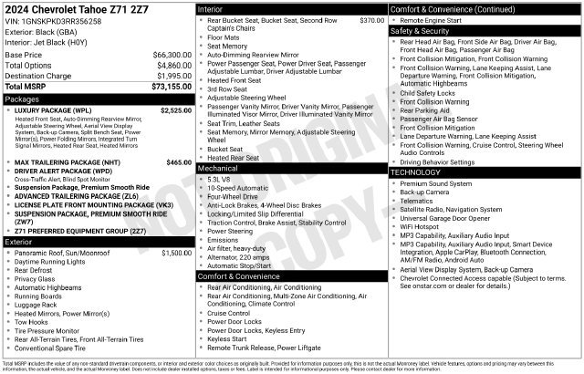 Used 2024 Chevrolet Tahoe Z71 w/ Luxury Package AWD/4WD image 29