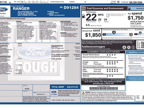 Used 2021 Ford Ranger Lariat w/ Equipment Group 501A High AWD/4WD image 12
